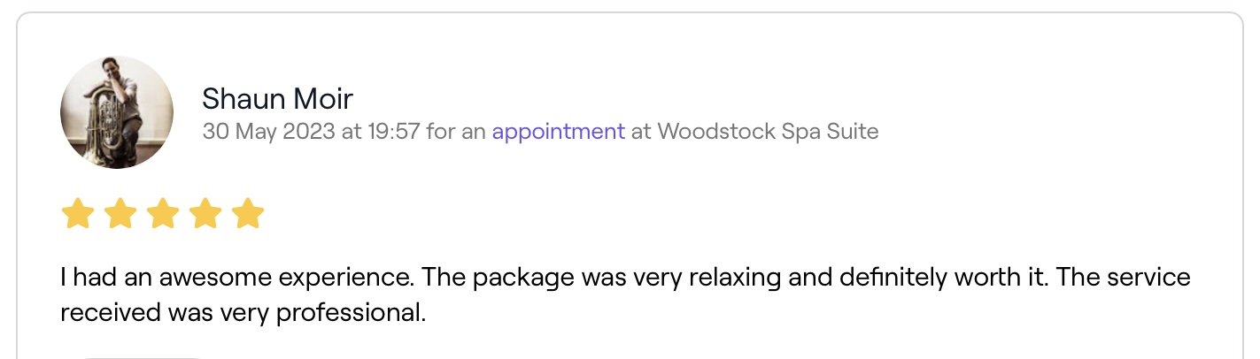 5-star review for massage client